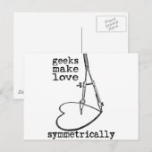 Carte Postale Les geeks rendent l'amour symétrique (Devant / Derrière)