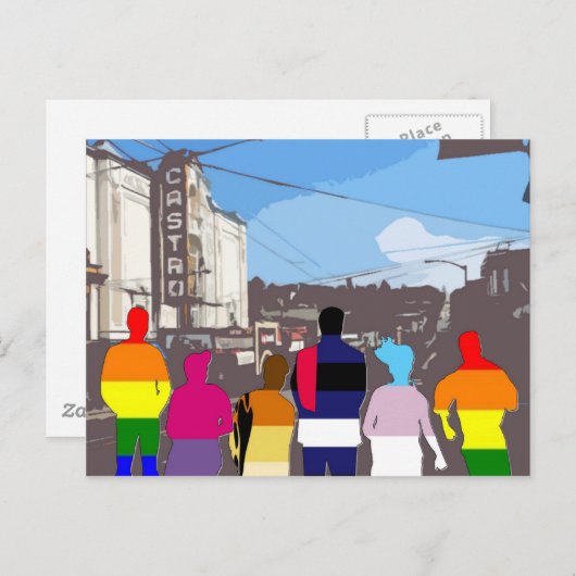 Carte Postale Les gens de la fierté GLBT à Castro #2 (Devant / Derrière)