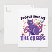 Carte Postale Les gens me donnent la chair de poule Chat effraya (Devant / Derrière)