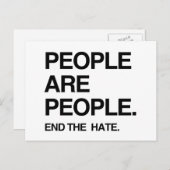 CARTE POSTALE LES GENS SONT LES GENS METTENT FIN À LA HAINE (Devant / Derrière)