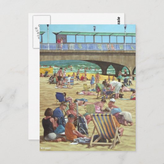 Carte Postale les gens sur Bournemouth échouent, Dorset, R-U (Devant / Derrière)