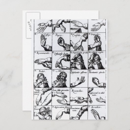 Carte Postale Les gestes pour miming John Bulwer 'Chrilogia (Devant / Derrière)