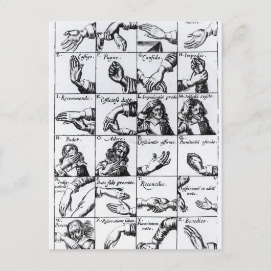 Carte Postale Les gestes pour miming John Bulwer 'Chrilogia (Devant)