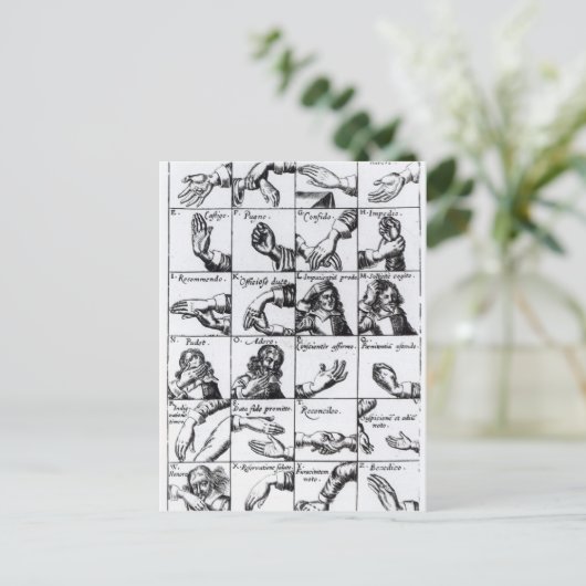 Carte Postale Les gestes pour miming John Bulwer 'Chrilogia (Debout devant)