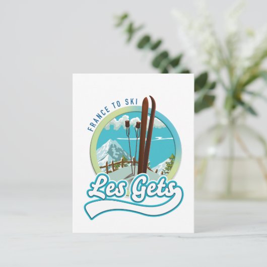 Carte Postale Les Gets france logo ski (Debout devant)