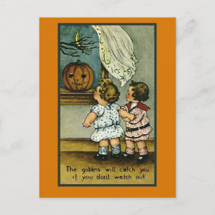 Carte Postale Les Goblins Vous Attireront...Carte Halloween .Cut