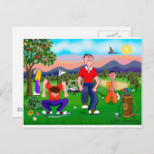 Carte Postale Les golfeurs de dessin animé - Pour l'amour du gol (Devant / Derrière)