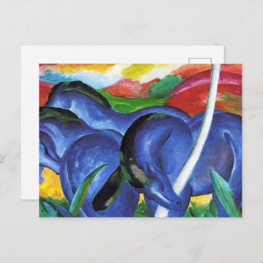 Carte Postale Les grands chevaux bleus de Franz Marc (Devant / Derrière)