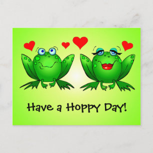 Carte Postale Les grenouilles amoureuses ont une journée sautill