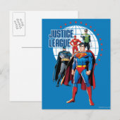 Carte Postale Les héros mondiaux de la Ligue de Justice (Devant / Derrière)