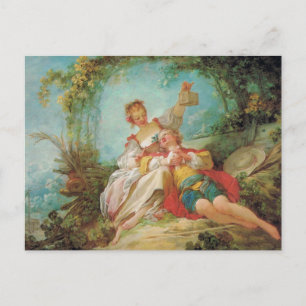 Carte Postale Les heureux amoureux par Jean Honore Fragonard Car