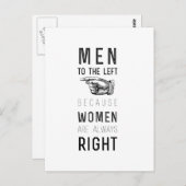 Carte Postale les hommes à gauche parce que les femmes ont toujo (Devant / Derrière)