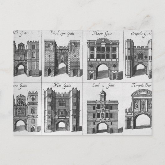 Carte Postale Les huit portes de la ville de Londres (Devant)