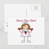 Carte Postale Les infirmières ont des T-shirts cardiaques et des (Devant / Derrière)