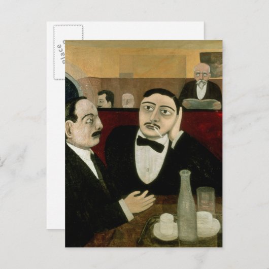 Carte Postale Les intellectuels au Café Rotonde, 1916 (Devant / Derrière)