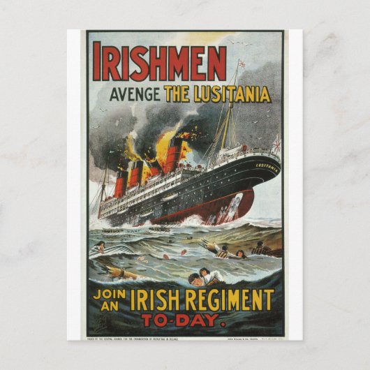 Carte Postale Les Irlandais vengent l'affiche Lusitania_Propagan (Devant)