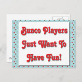 Carte Postale Les Joueurs De Bunco Veulent Juste S'Amuser ! (Devant / Derrière)
