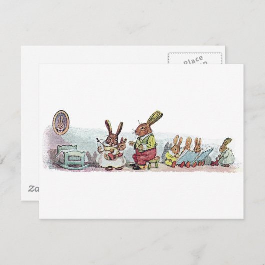 Carte Postale Les lapins s'occupent de lapin (Devant / Derrière)