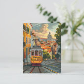 Carte Postale Les lignes de tramway de Lisbonne : Naviguer sur l (Debout devant)