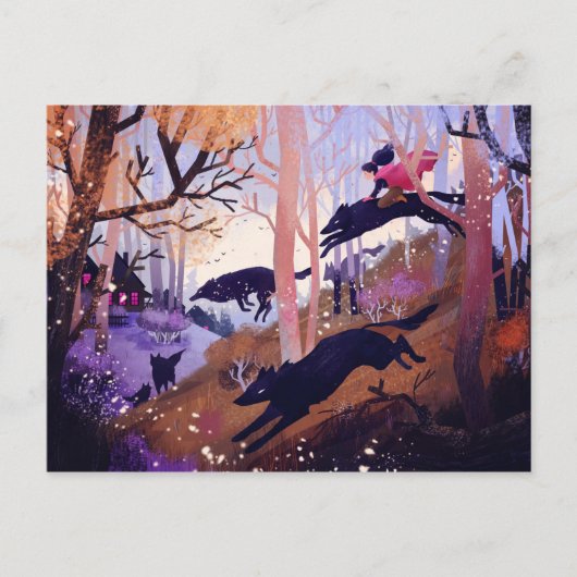Carte Postale Les loups dans la forêt (Devant)