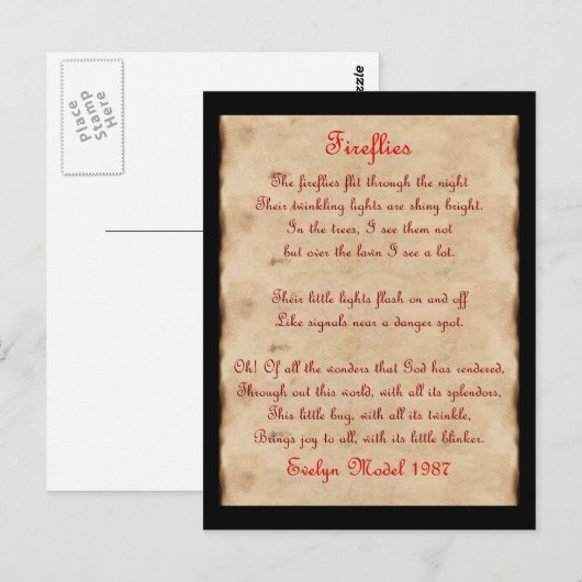 Carte Postale Les lucioles (Devant / Derrière)