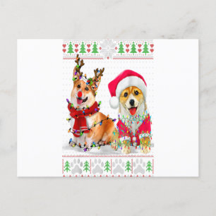 Carte Postale Les lumières des arbres de Noël de Corgi Pajama de