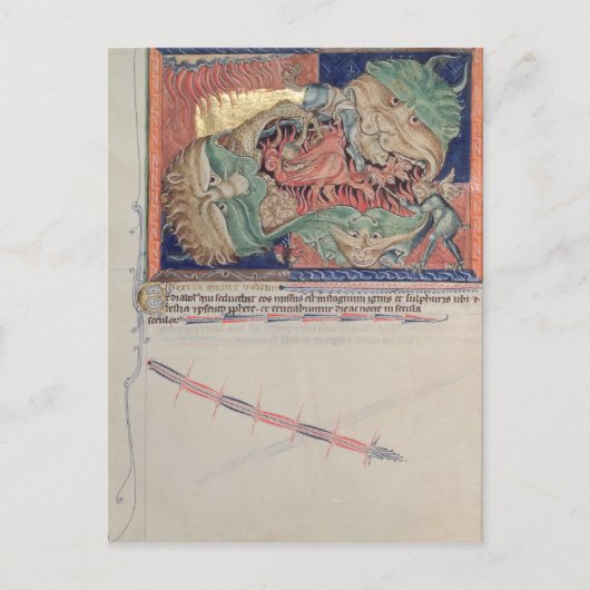 Carte Postale Les mâchoires de l'enfer avalent le dragon rouge (Devant)