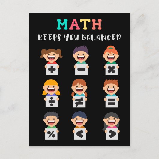 Carte Postale Les maths vous gardent en équilibre (Devant)