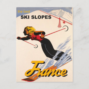 Carte Postale Les meilleures pistes de ski en France, Vintage