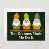 Carte Postale Les mignons gnomes m'ont fait faire ça (Devant / Derrière)