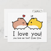 Carte Postale Les mignons hamsters en amour (Devant / Derrière)
