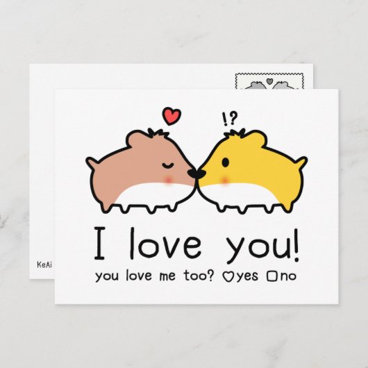 Carte Postale Les mignons hamsters en amour (Devant / Derrière)
