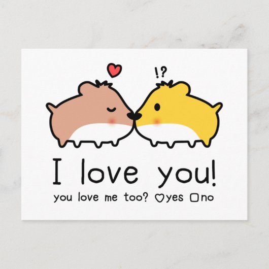 Carte Postale Les mignons hamsters en amour (Devant)