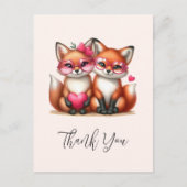 Carte Postale Les mignons renards orange en Merci d'amour (Devant)