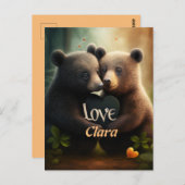 Carte Postale Les mignons s'embrassent dans l'amour (Devant / Derrière)