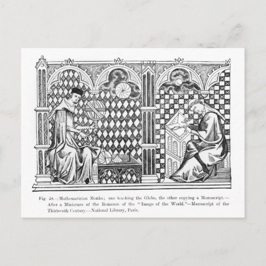 Carte Postale Les moines mathématiciens : un enseignant au Globe (Devant)