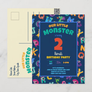 Carte Postale Les monstres de l'alphabet Anniversaire Petit mons