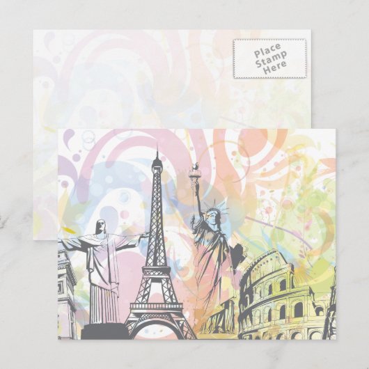 Carte Postale Les monuments du monde (Devant / Derrière)