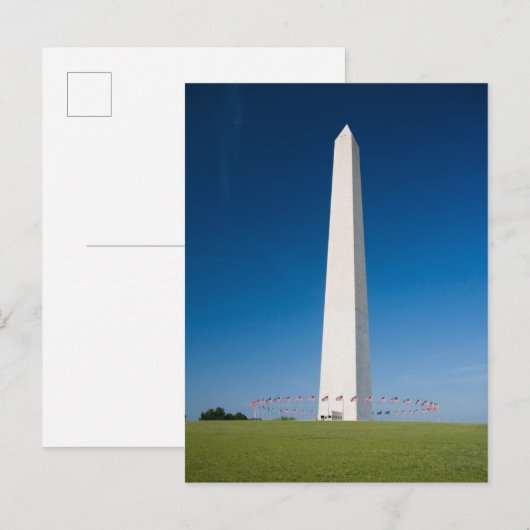 Carte Postale Les monuments | Washington Monument avec drapeaux (Devant / Derrière)