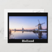 Carte Postale Les moulins à vent en hiver au lever du soleil en  (Devant / Derrière)