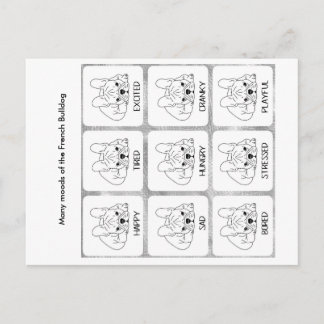 Carte Postale Les nombreuses humeurs d'un Bulldog français