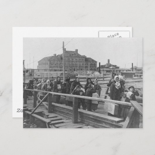 Carte Postale Les nouveaux immigrants débarquent à Ellis Island (Devant / Derrière)