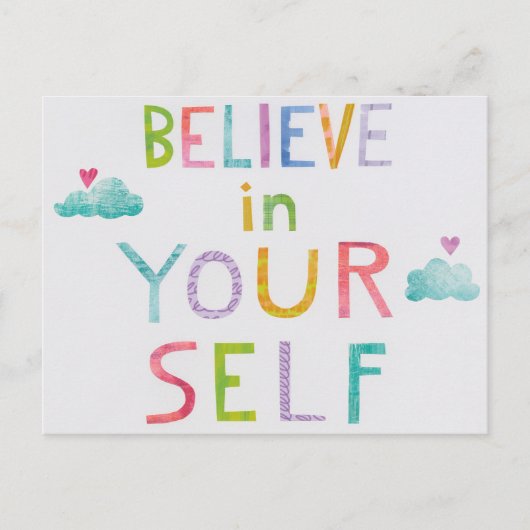Carte Postale Les nuages magiques croient en toi-même (Devant)