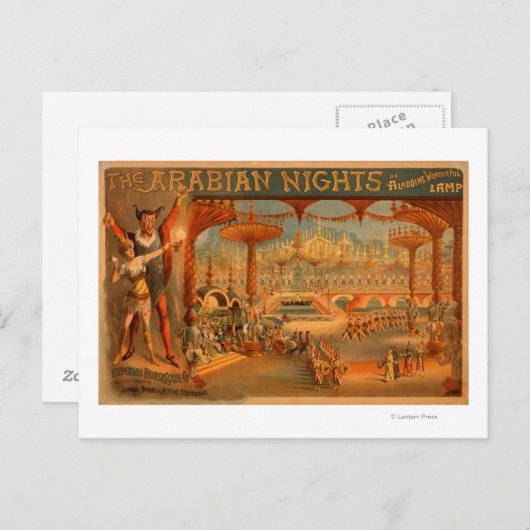 Carte Postale Les nuits arabes - La merveilleuse lampe d'Aladdin (Devant / Derrière)