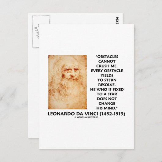 Carte Postale Les Obstacles Ne Peuvent Pas M'Écraser Fixé À Un D (Devant / Derrière)
