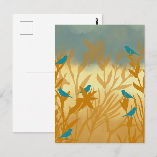 Carte Postale Les oiseaux bleus (Devant / Derrière)