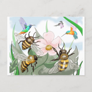 Carte Postale Les oiseaux et les abeilles