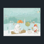 Carte Postale Les Ours de paysages de neige et Noël des Snowman<br><div class="desc">Une scène enchanteresse d'animaux mignons comme des ours, des oiseaux, des lapins, des haies et des bonbons de neige alors que la neige tombe dans le joli paysage forestier. Facilement personnalisé avec vos propres salutations et noms. J'ai créé l'oeuvre en utilisant des éléments dessinés par le fabuleux artiste Lisa Glanz,...</div>