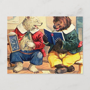 Carte Postale Les ours gardés à l'école