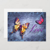 Carte Postale Les papillons aiment le bleu (Devant / Derrière)